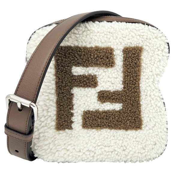 FENDI Handbags - FENDI Shearling Bag 7AS311 FF Brown Shoulder Leather Mouton Women's and Men's